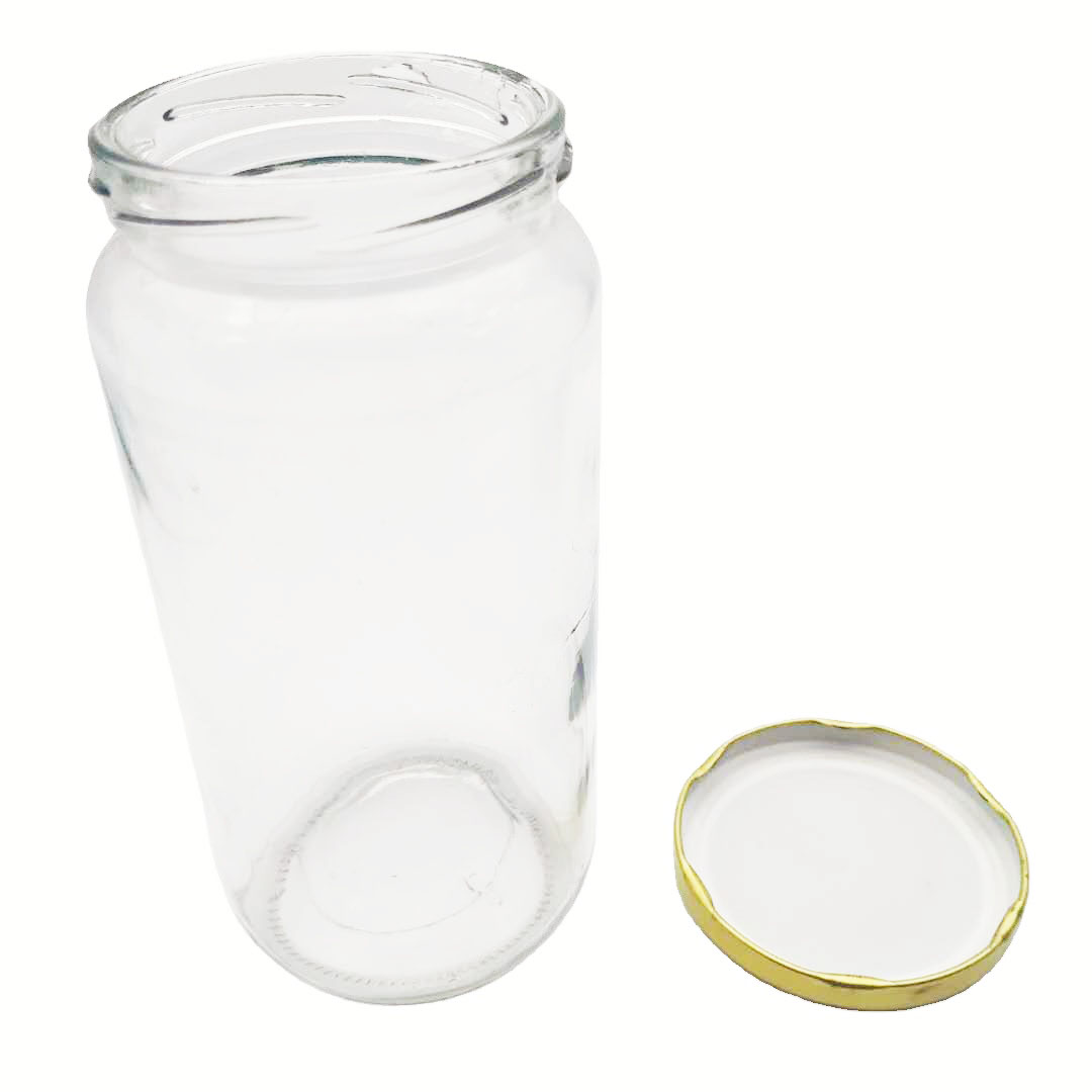 24oz Wholesale clear round glass jars with metal lid from suppliers