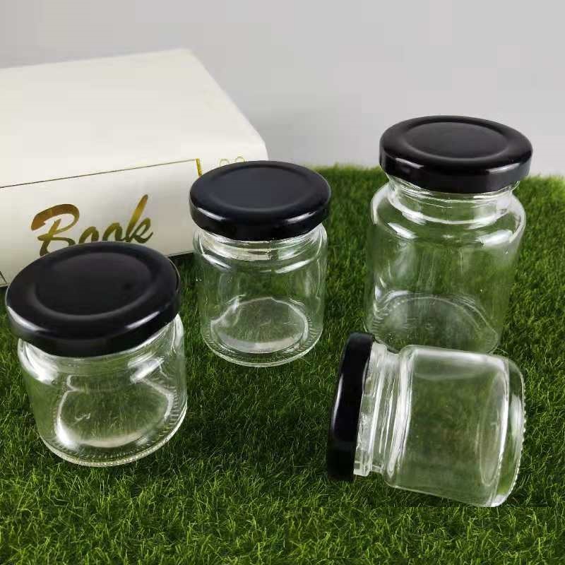 25/35/50/80/100g round mini clear glass storage bottles & jars