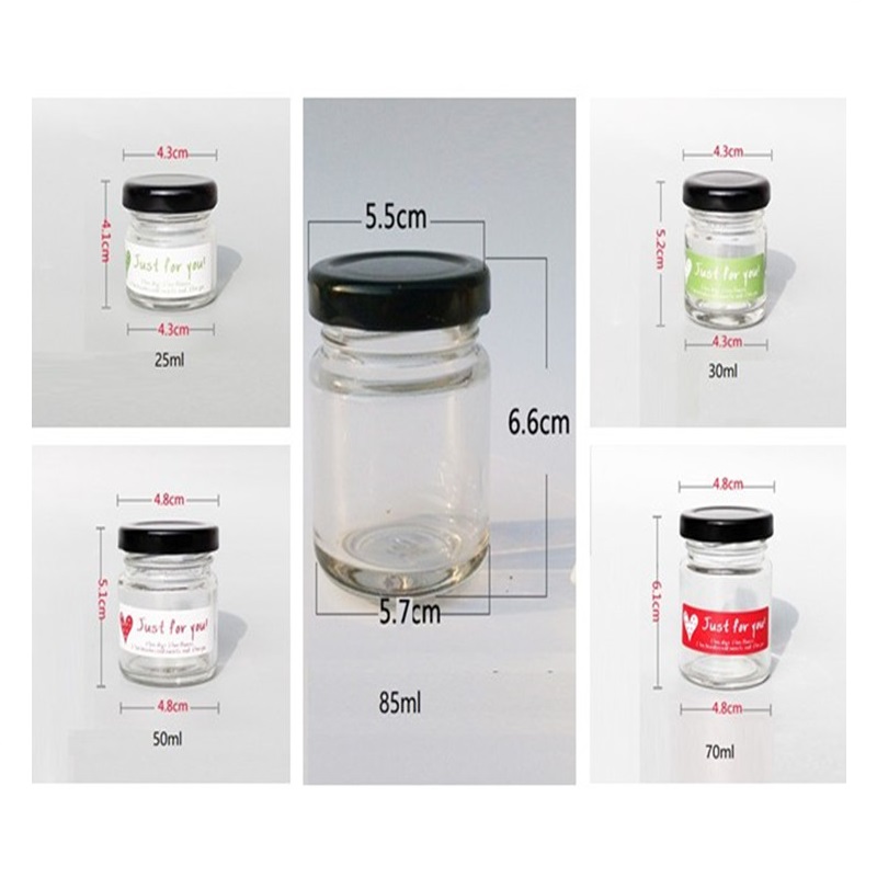 25/35/50/80/100g round mini clear glass storage bottles & jars