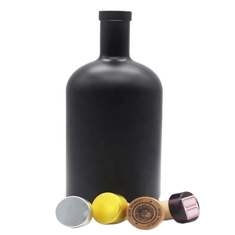 25 oz Nordic Heavy Base Glass Liquor Bottle with T-Top Synthetic Cork with Wine Bottle Stopper