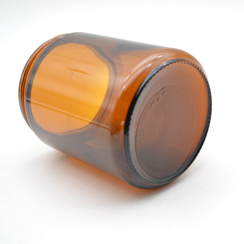 250 ML Amber Color Glass Round Candle Holder Jar with Golden and silver Lids