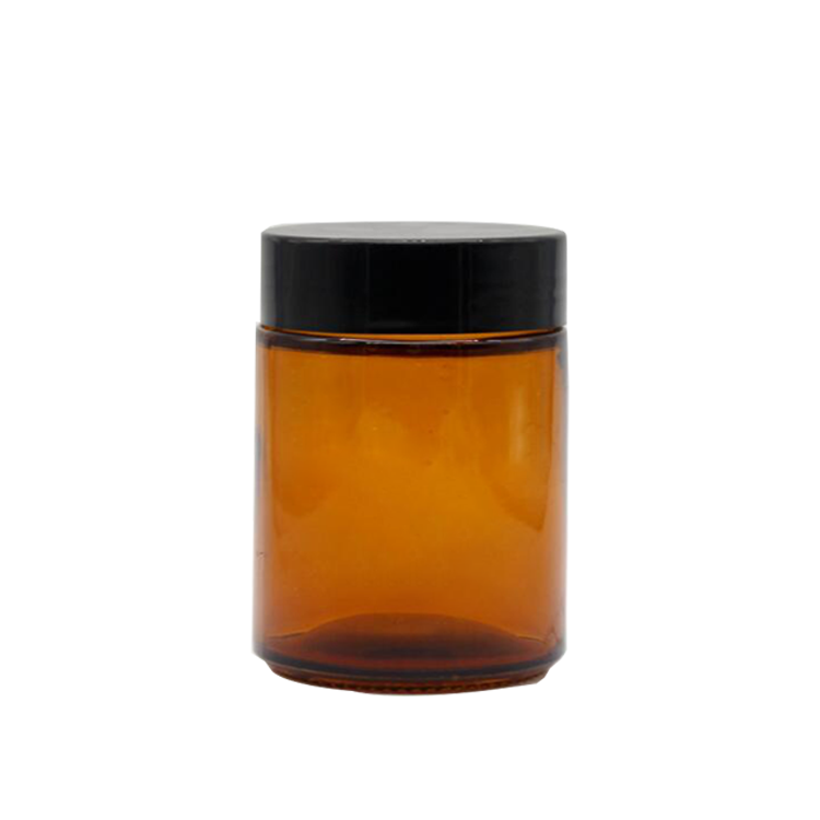 250 ML Amber Color Glass Round Candle Holder Jar with Plastic Lid