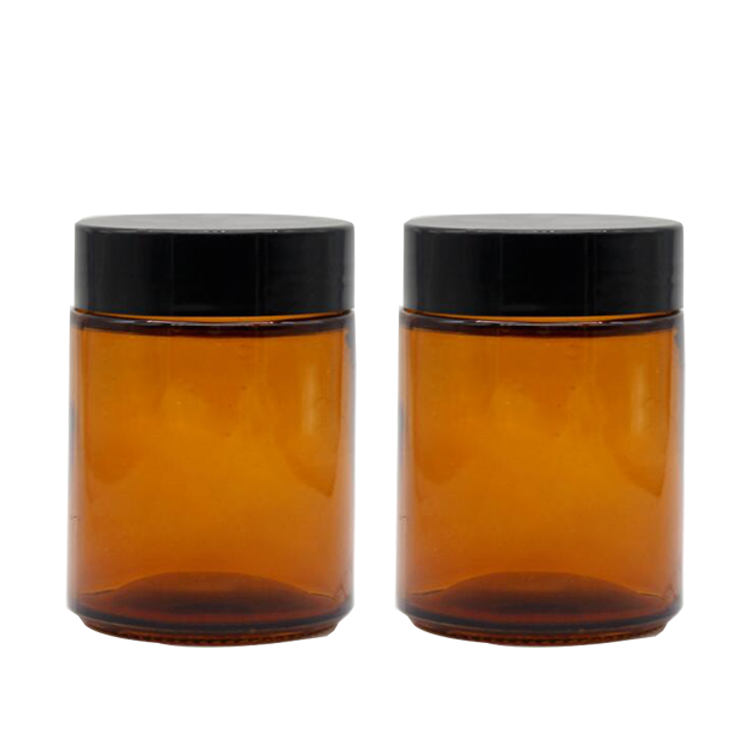 250 ML Amber Color Glass Round Candle Holder Jar with Plastic Lid