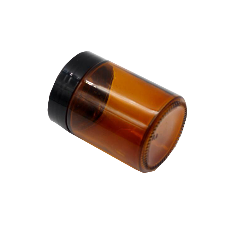 250 ML Amber Color Glass Round Candle Holder Jar with Plastic Lid