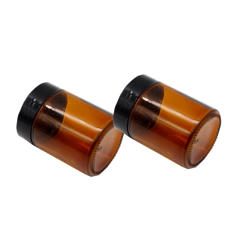 250 ML Amber Color Glass Round Candle Holder Jar with Plastic Lid