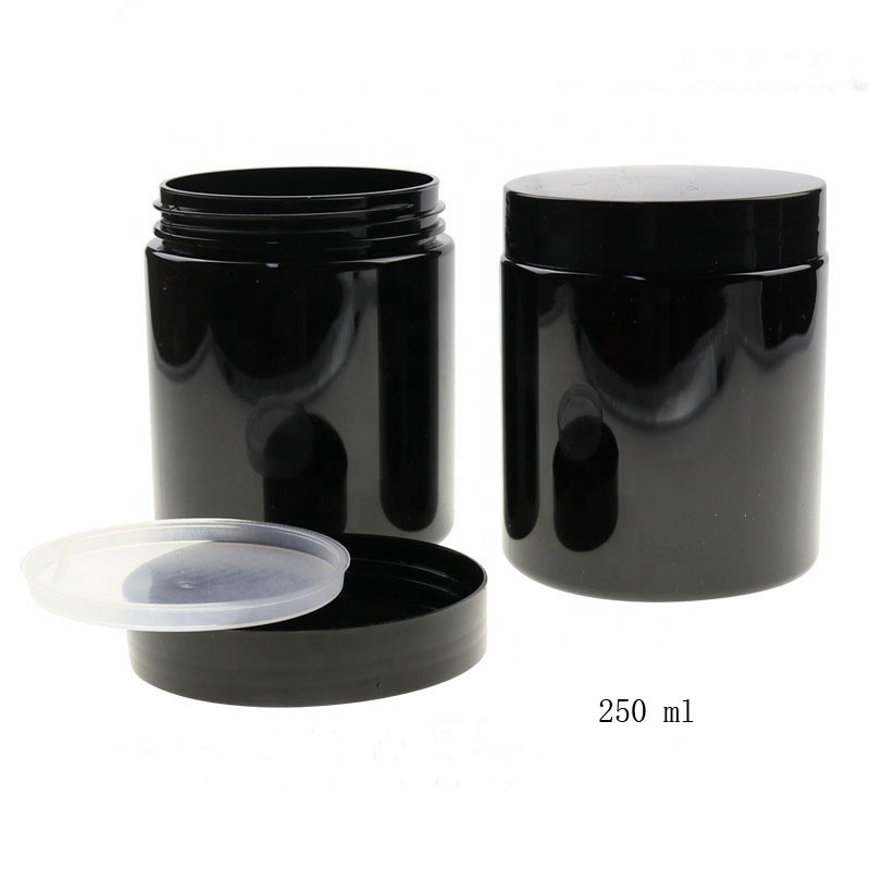 250 g toothpaste powder jar 250ml black cosmetic jars 8 oz empty plastic black pet jar