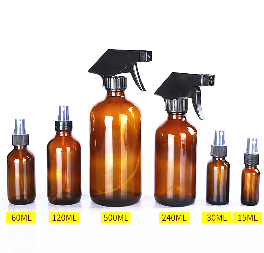 250 ml/500 ml/1000 ml Amber Boston Round Glass Bottle Glass Brown Medicine Bottle