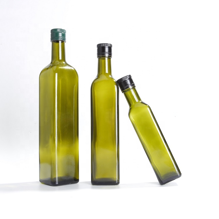 250 ml 500 ml 750 ml Square Antique Green Glass Olive Oil Bottles