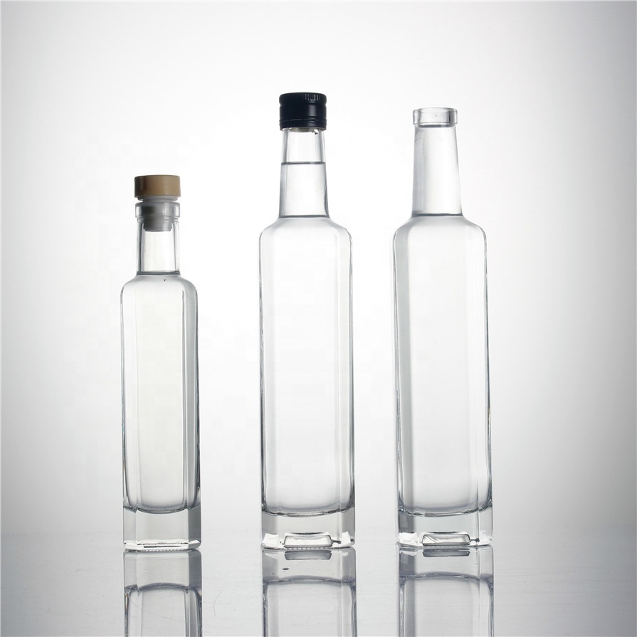 250 ml 500 ml high weight square clear cooking  olive edible oil empty glass bottles