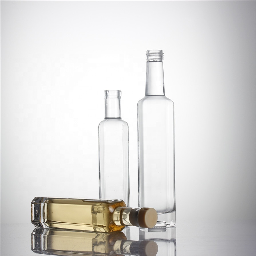 250 ml 500 ml high weight square clear cooking tea tree olive edible oil empty glass bottles