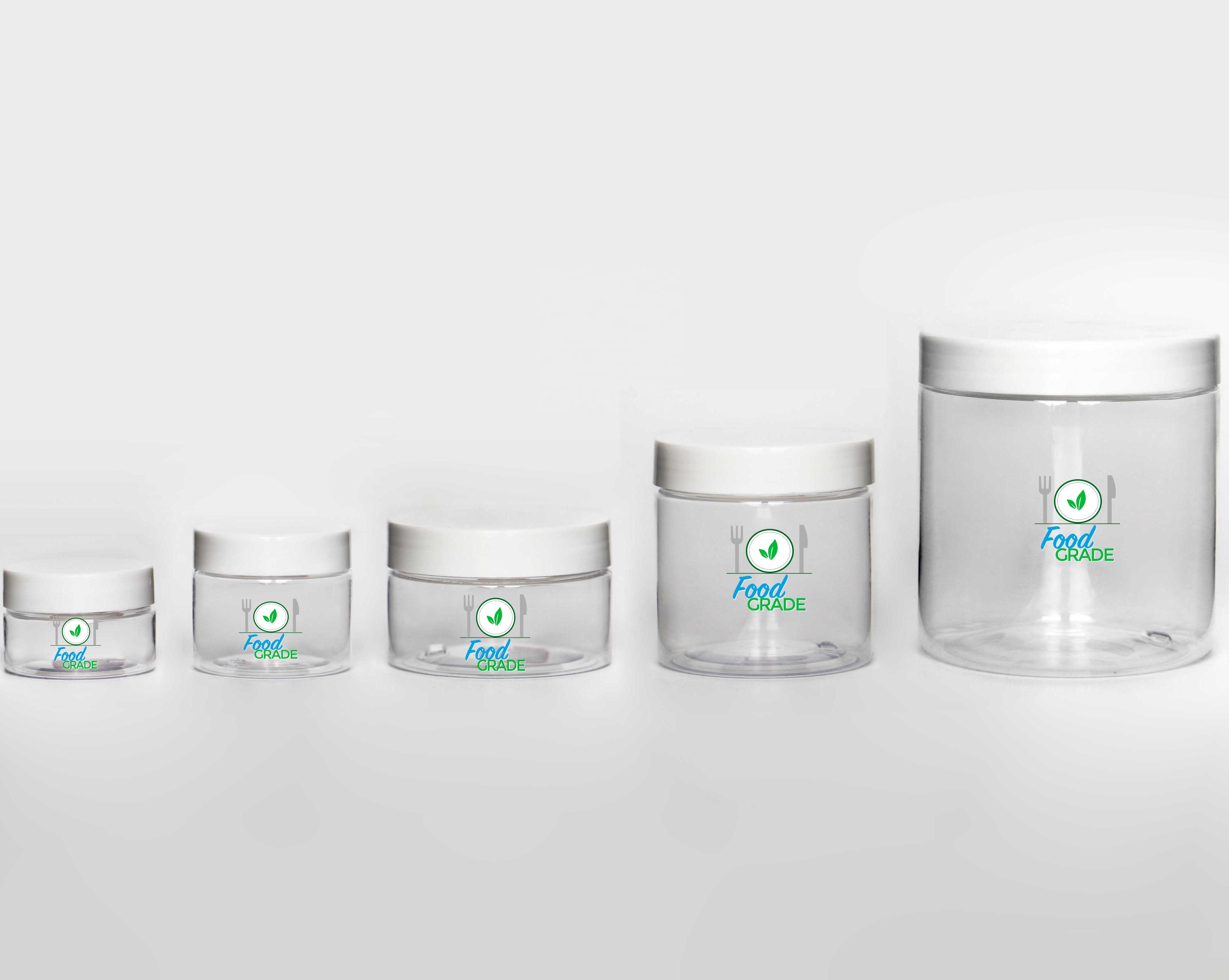 250 ml 9 oz PET plastic jar Cylindrical clear with plastic screw lid black