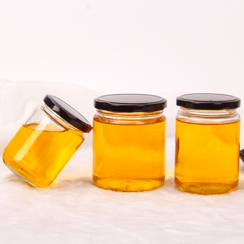 250 ml Round Empty Clear Food Honey Storage Glass Bottle Jars with caps