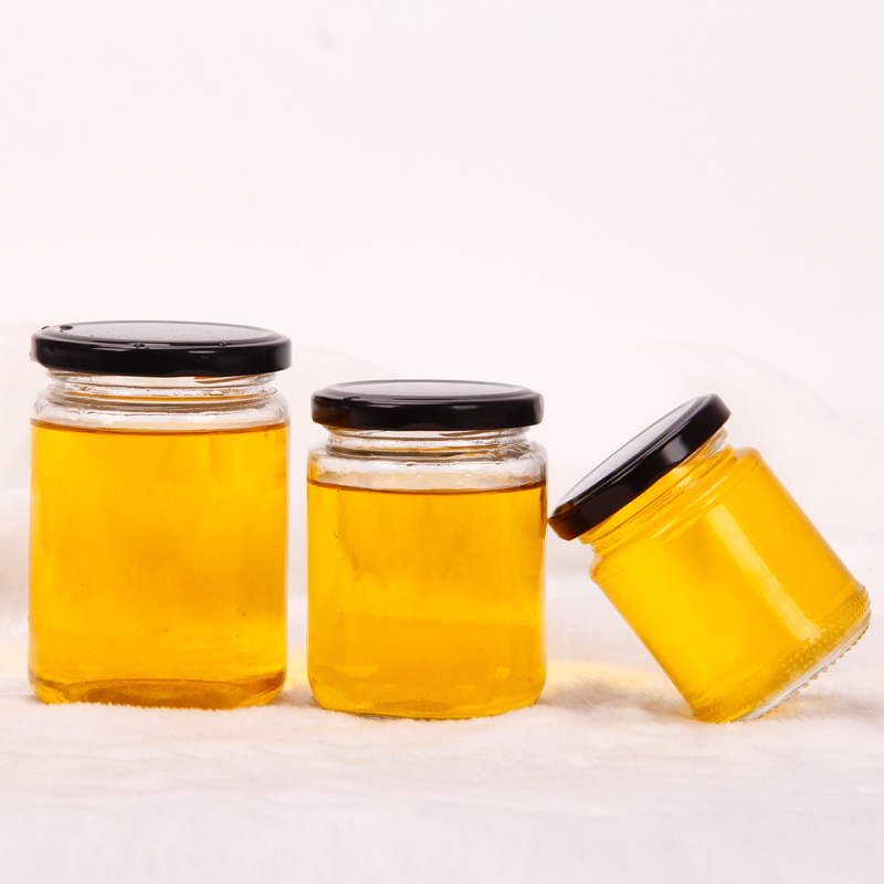 250 ml Round Empty Clear Food Honey Storage Glass Bottle Jars with caps