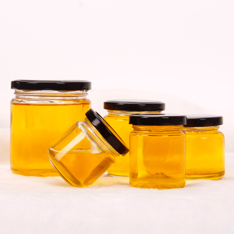 250 ml Round Empty Clear Food Honey Storage Glass Bottle Jars with caps