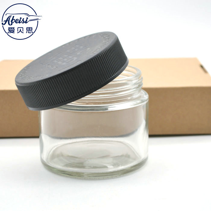 250 ml round glass container child proof weed jar