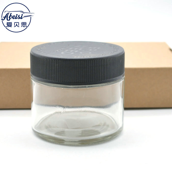 250 ml round glass container child proof weed jar