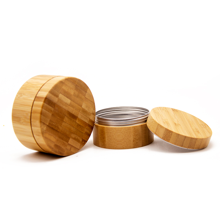 250G 8Oz Large Natural Bamboo Plastic Jar Cosmetic Usage Plastic Jar Aluminum Tin With Bamboo Shell