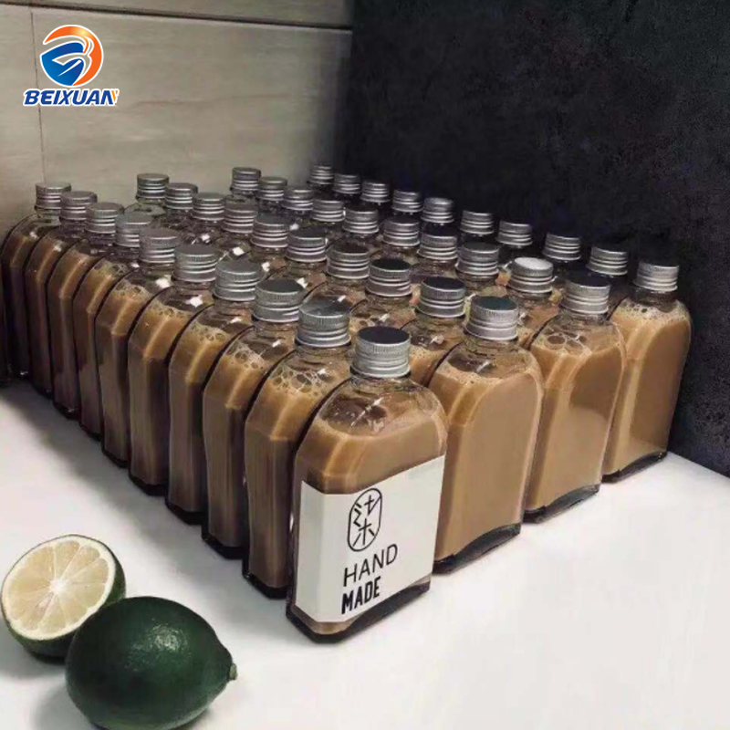 250ML 350ML juice drink flat mouth enzyme liquor coffee milk tea slant shoulder plastic bottle with lid
