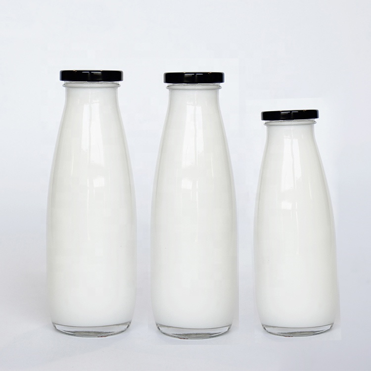 250ML 500ML 1000ML Pint Vintage Style Clear Traditional Glass Milk Bottle With White Twist-off Cap