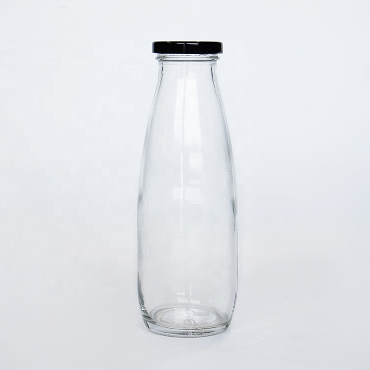 250ML 500ML 1000ML Pint Vintage Style Clear Traditional Glass Milk Bottle With White Twist-off Cap