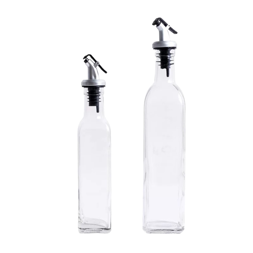 250ML 500ML 750ML Clear square olive oil packing glass bottle with Dispenser