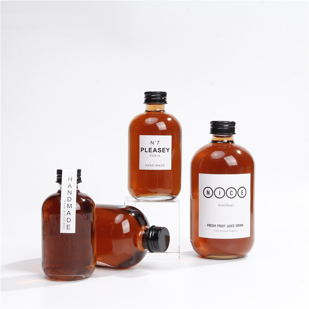 250ML Boston Round Cold Brew Coffee Beverage Glass Bottle With Metal or Plastic Lid