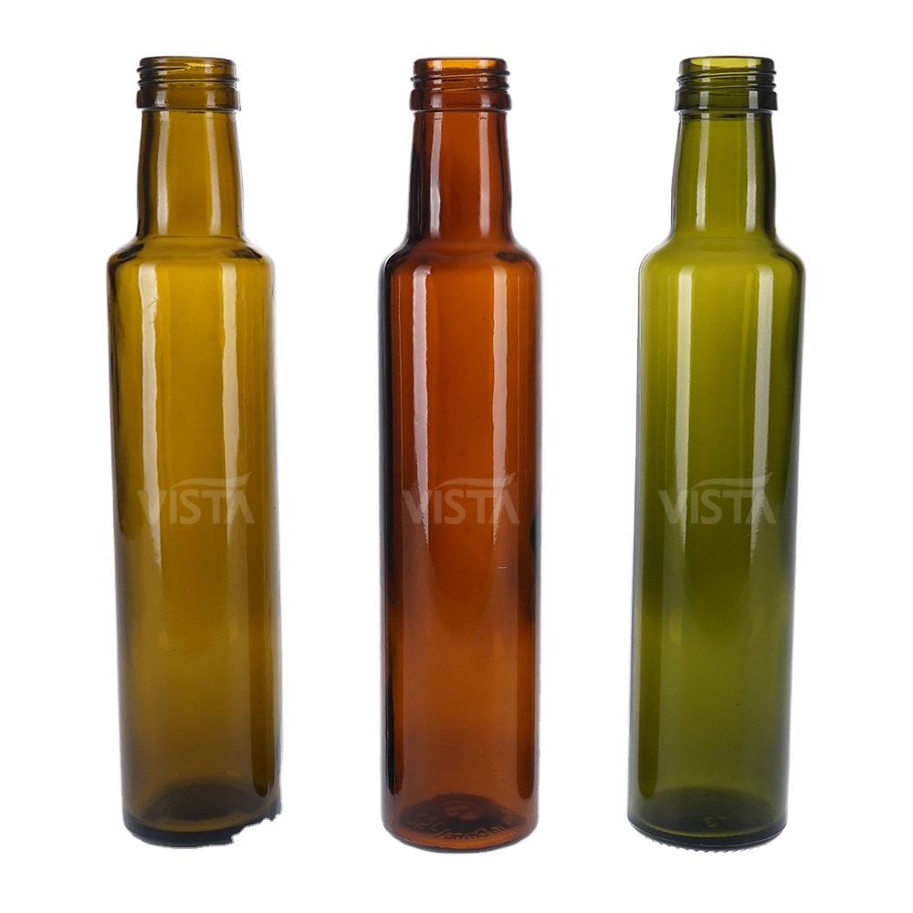 250ML DORICA AMBER DARK ANTIQUE GREEN OLIVE OIL BOTTLE