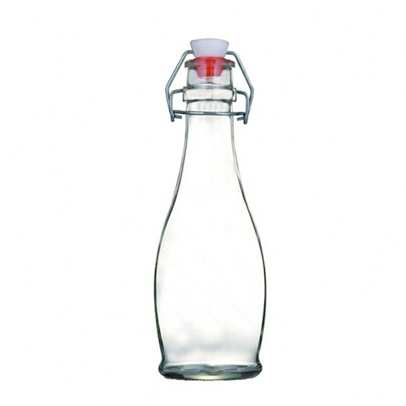 250ML Small Clear Swing Top Beverage Glass Bottle Screen Printing Juice for Kombucha Tea Easy Open End
