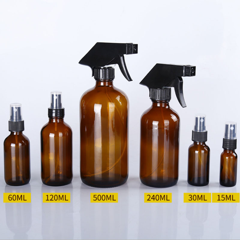 250Ml 500Ml Bathroom Glass Bottle Airless Spray Pump Amber Soap Glass Bottle With 28Mm Cosmetic Lotion Pump