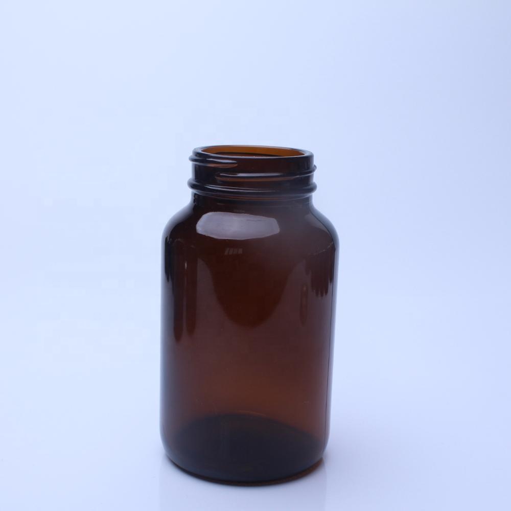 250cc 8oz Amber Glass Jar With GPI 45/400 Aluminum Screw Cap For Pharmaceutical Capsules Packaging