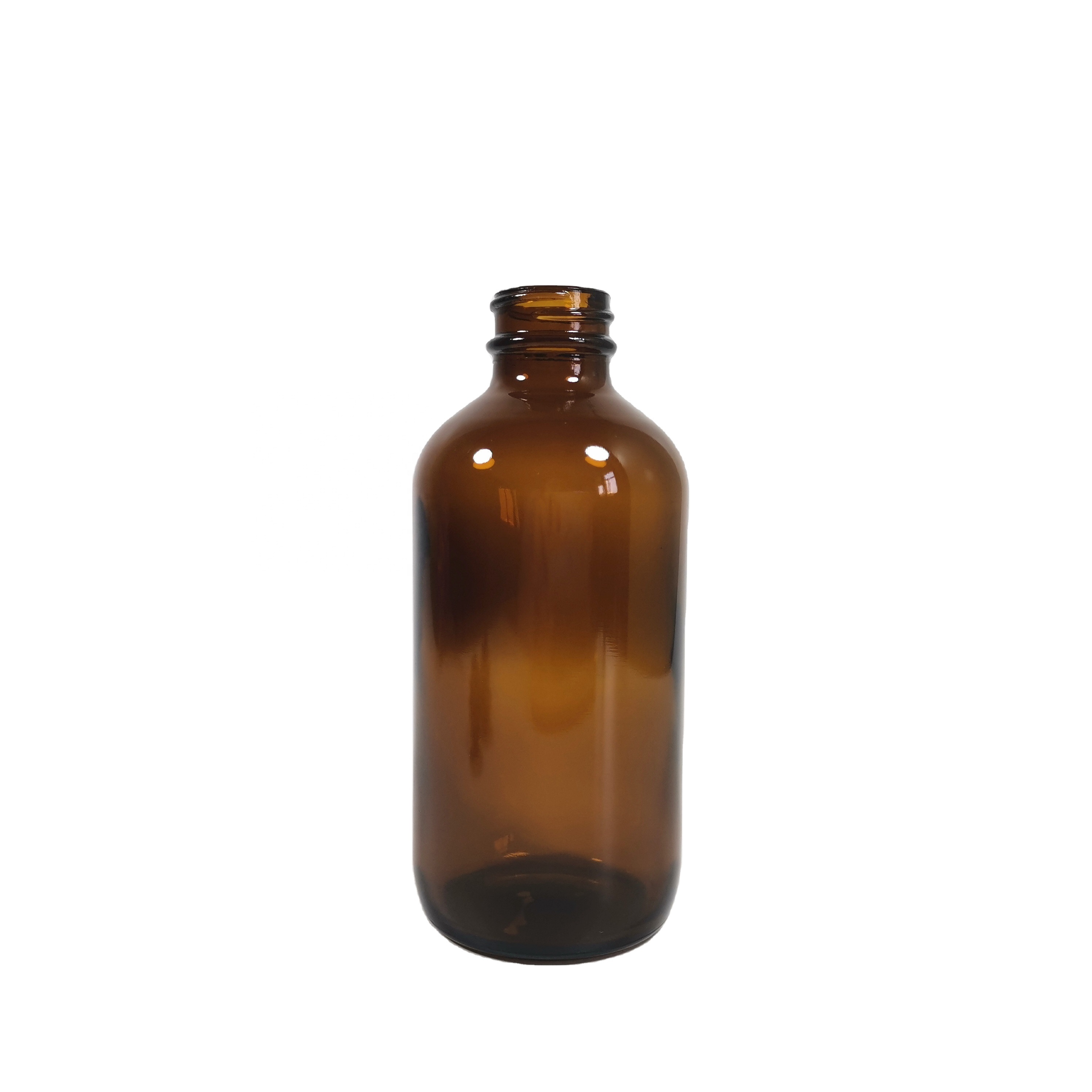 250cc Amber boston round glass bottle for oil  Medicine