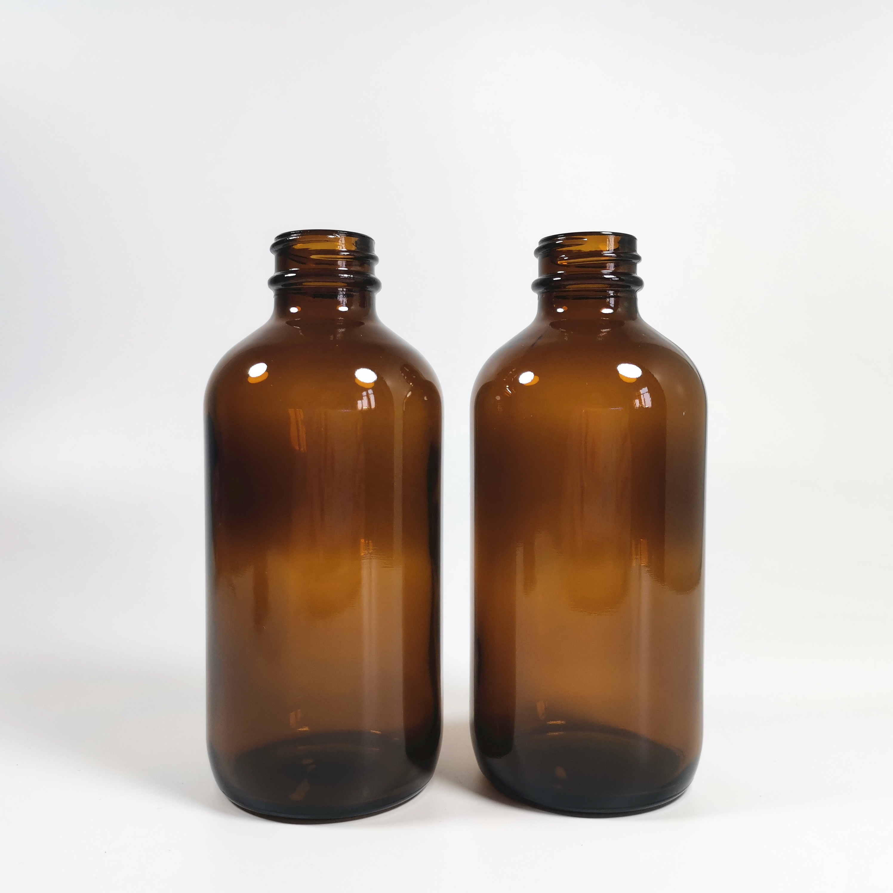 250cc Amber boston round glass bottle for oil Medicine