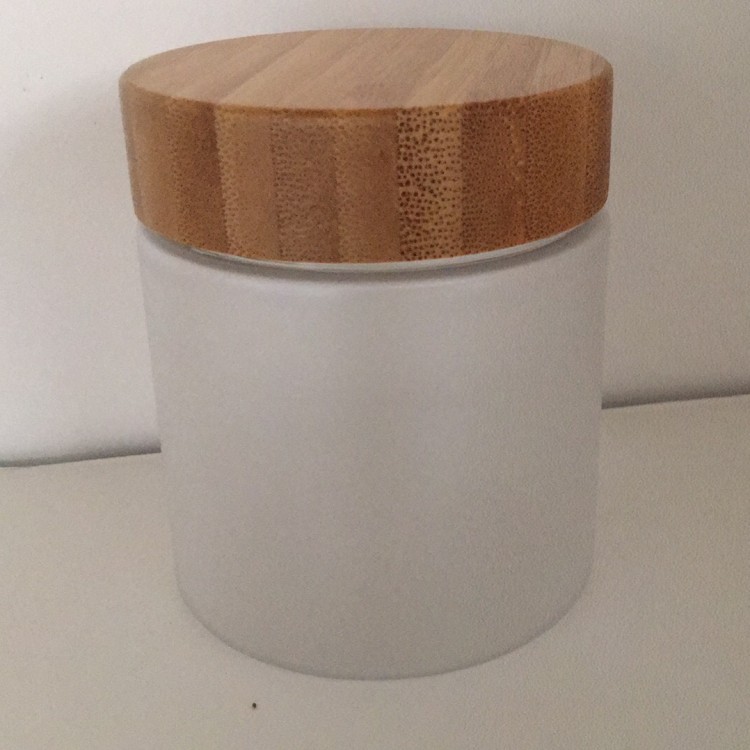 250g 250ml 8oz frosted clear PET plastic cosmetic container cream jar with bamboo wooden lids