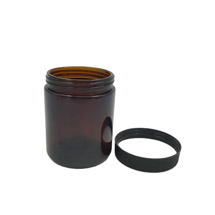 250g 250ml Wide Mouth Amber Glass Screwtop Jar with Black lid