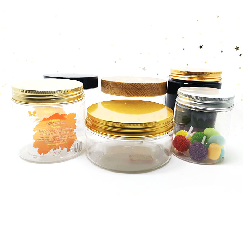 250g 500g 300g 4 oz 8oz 16oz 32 oz clear pet plastic frosted jar gold lids