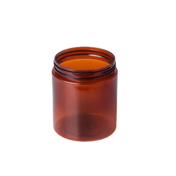 250g Amber Cylinder Shape Cosmetic Cream Pet Jar Container With Black Lid