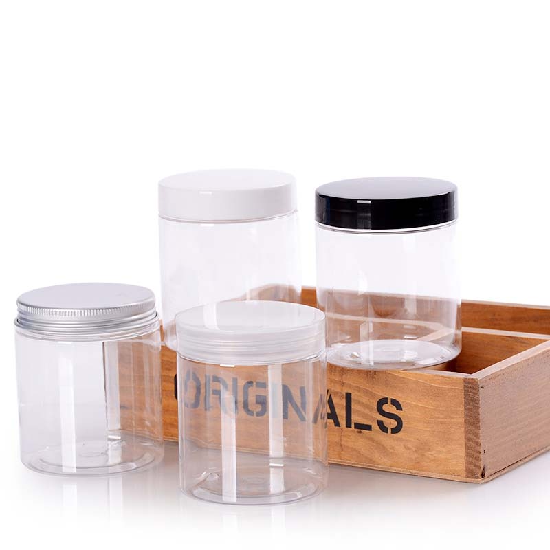250g Clear Round Empty Plastic PET Cream Container Jar with White Black Silver Clear Lid