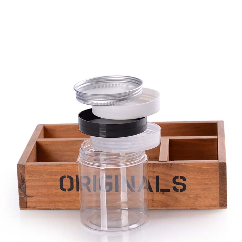 250g Clear Round Empty Plastic PET Cream Container Jar with White Black Silver Clear Lid