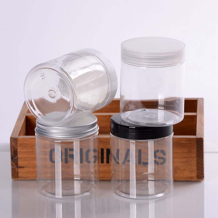 250g Clear Round Empty Plastic PET Cream Container Jar with White Black Silver Clear Lid