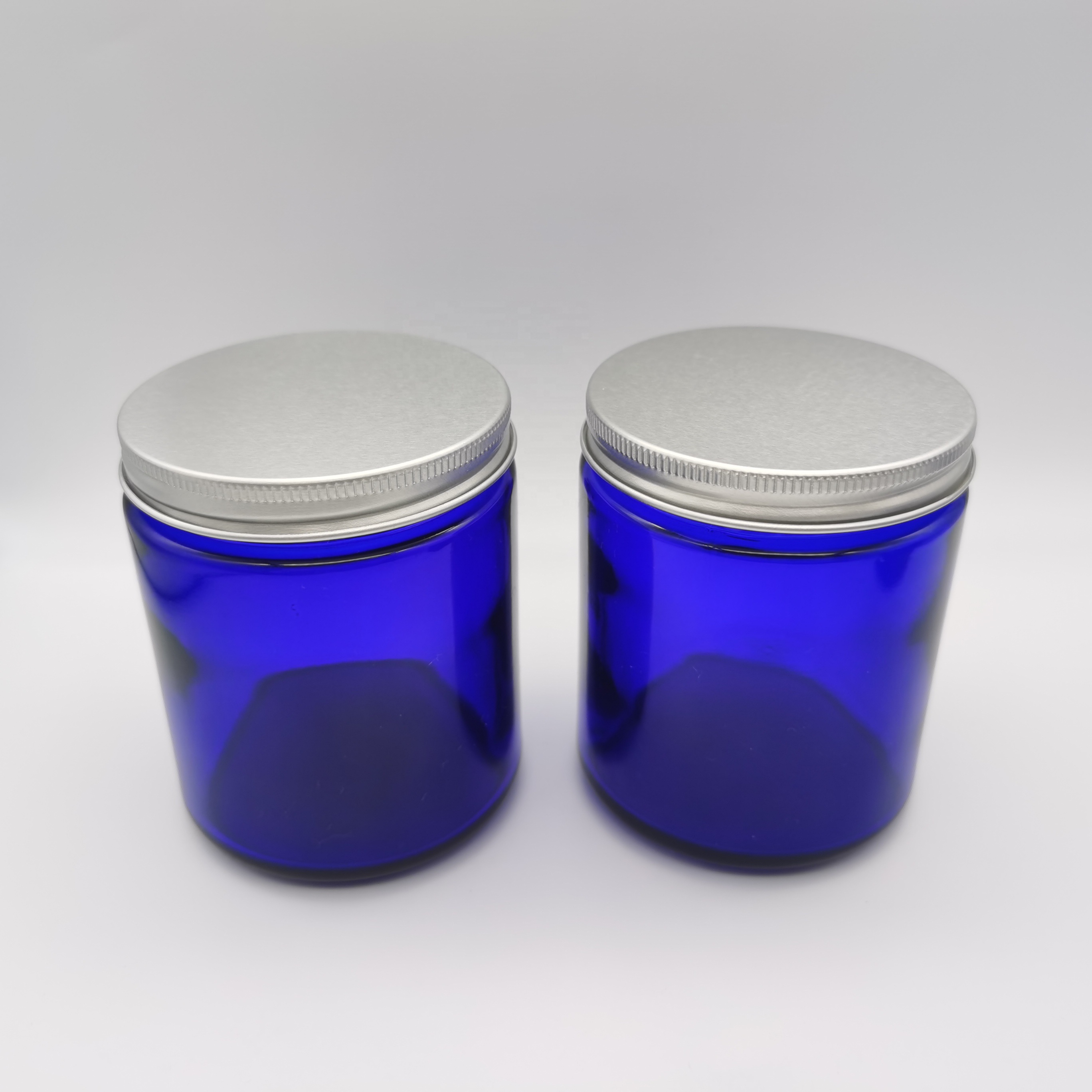 250g Cobalt Blue Empty Glass Candle Jar for Candle Making with Lids