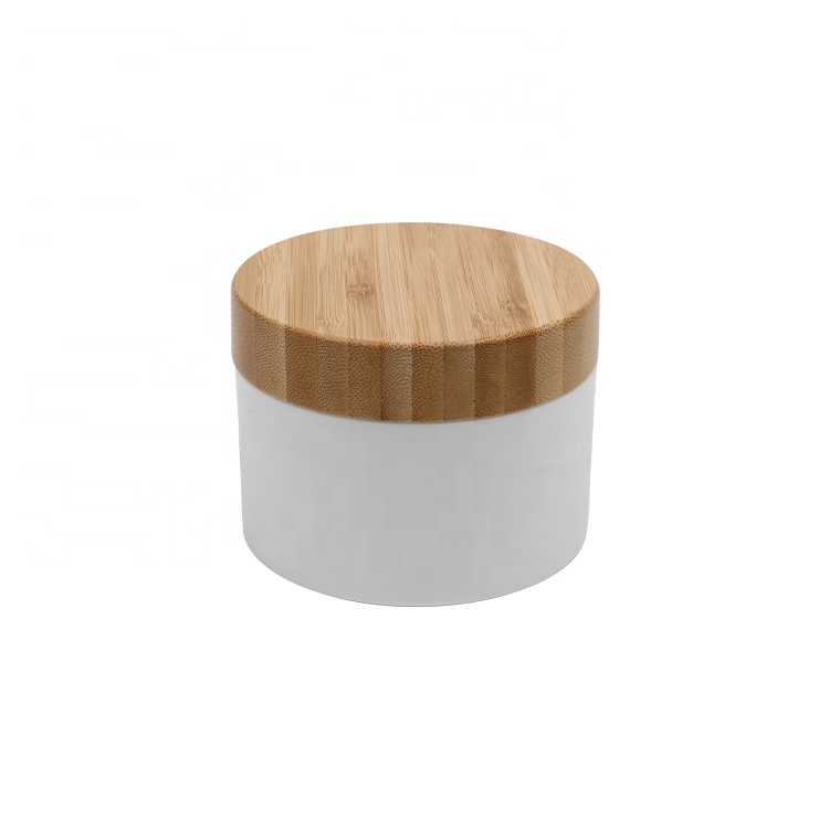 250g Frosted Pp Plastic Cosmetic Container Cream Jar With Bamboo Wooden Lids