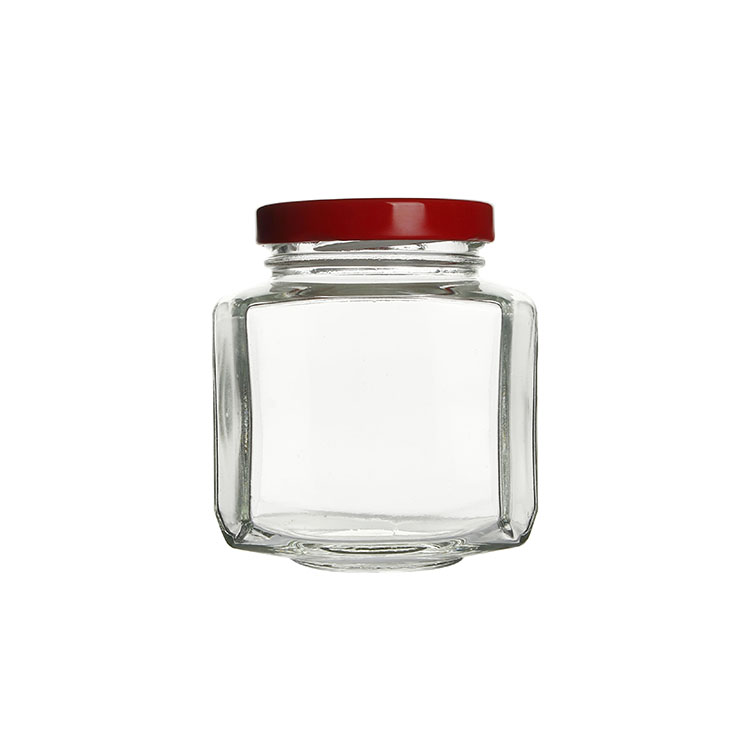 250g Hexagon Honey Jar Glass Oval Hexagon Jar with Twist Off Lid