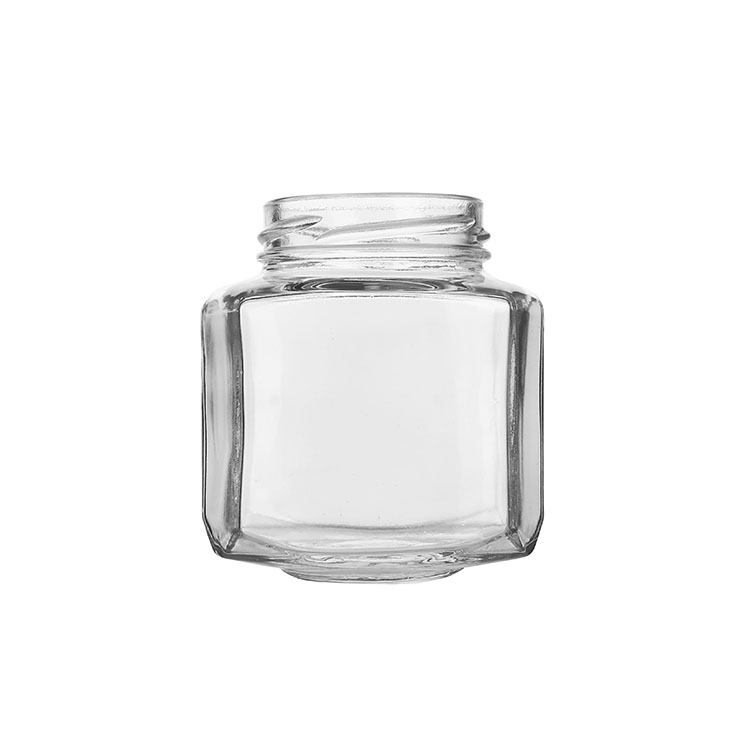 250g Hexagon Honey Jar Glass Oval Hexagon Jar with Twist Off Lid