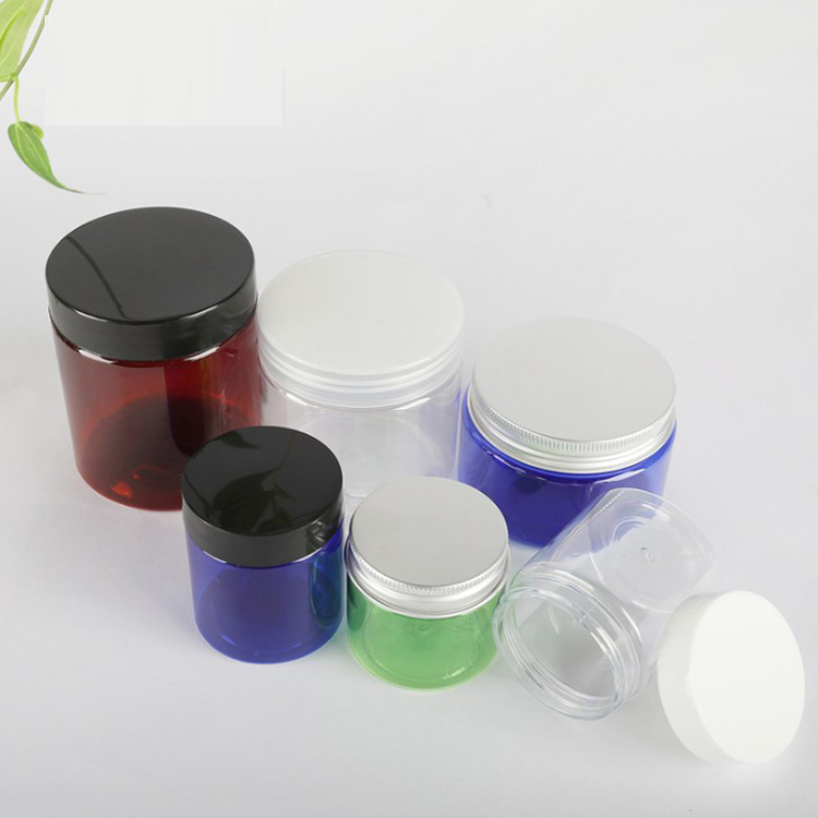 250g Low MOQ empty clear amber blue color jar for men cream body
