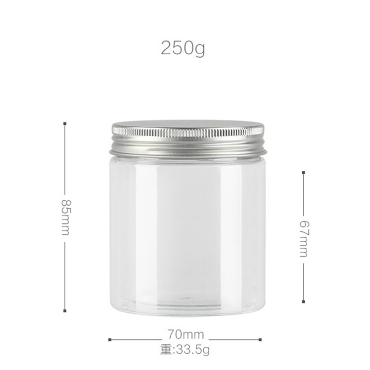 250g Low MOQ empty clear amber blue color jar for men cream body