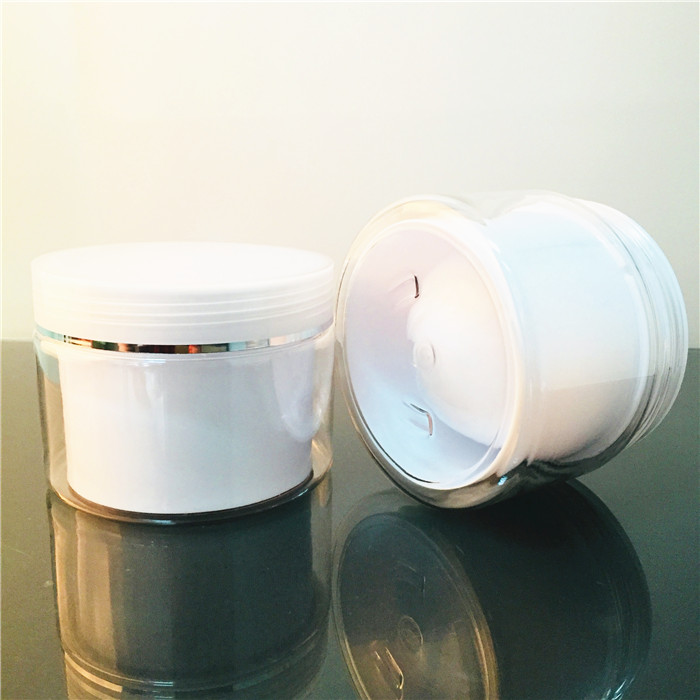 250g clear PET PP double wall layer cosmetic cream container jar