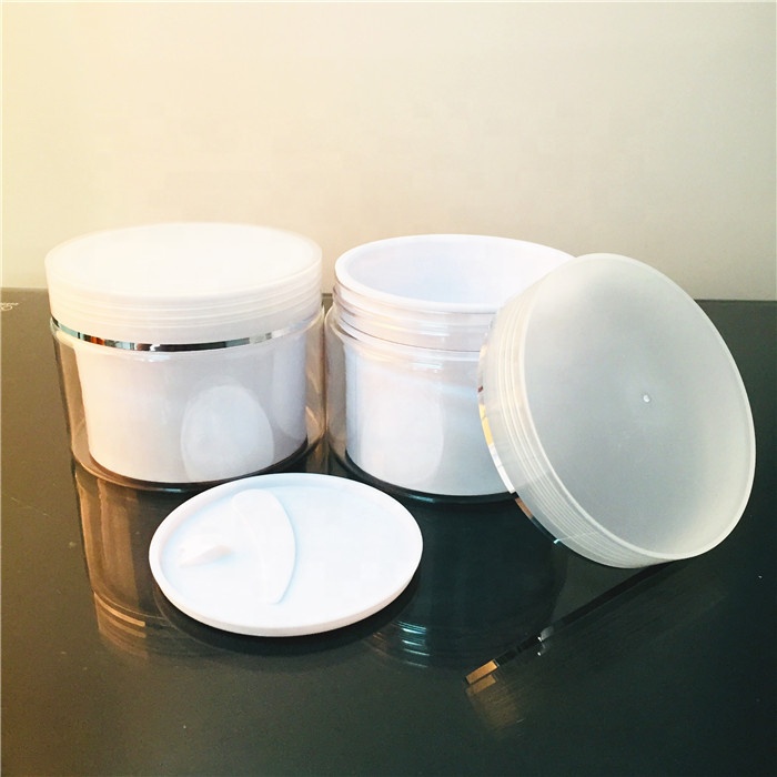 250g clear PET PP double wall layer cosmetic cream container jar