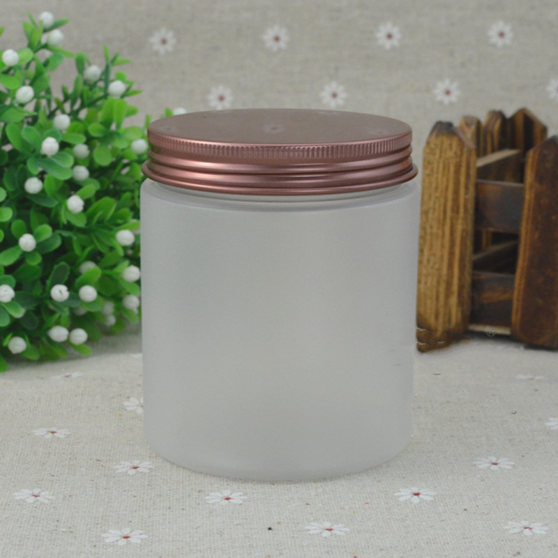 250g empty round shaped clear frosted plastic jar 250ml matte plastic cream jars with colorful aluminum lid