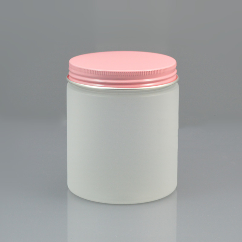 250g empty round shaped clear frosted plastic jar 250ml matte plastic cream jars with colorful aluminum lid