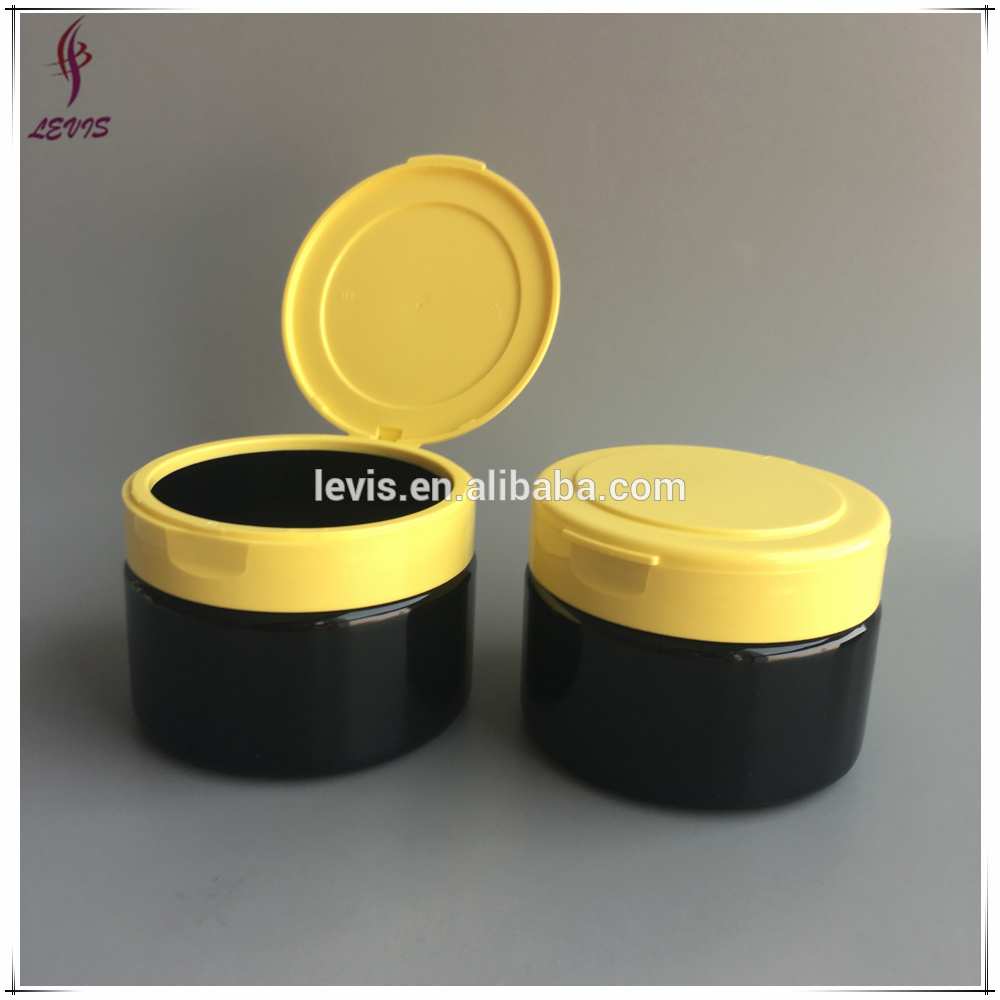 250g round black hair care cream plastic jars flip top lids